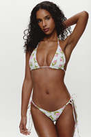 Ensemble bikini ODM géométrique blanc brodé de fruits, haut dos nu et bas triangle à nouer sur les côtés, deux pièces, taille XL, pour la plage et les fêtes à la piscine