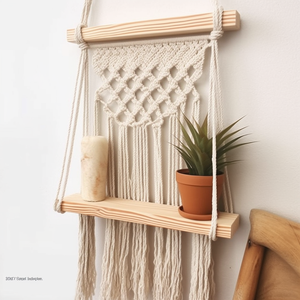 Handcrafted Boho Macrame Hanger Wall Hanging with <strong>Rope</strong> <strong>Shelf</strong> - Artisanal Bohemian Decor - Product Image 3