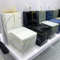 WC Carré de Luxe Style Moderne Or Ligne Multicolore Cuvette Céramique de Salle de Bain WC Monobloc
