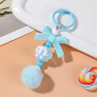 Nouveau porte-clés coloré en plastique avec pompon et perles de puzzle, fait main, breloque de téléphone, nœud papillon DIY, boîte surprise, pendentif mignon