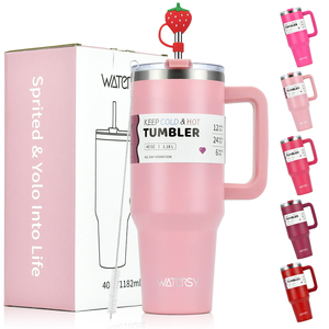 Tasse d'Aventure Tendance 40 oz, Gobelet <span class=keywords><strong>Isotherme</strong></span> 40Oz, <span class=keywords><strong>Mug</strong></span> de Voyage en Acier Inoxydable Double Paroi avec Poignée et Paille Métallique - Product Image 1