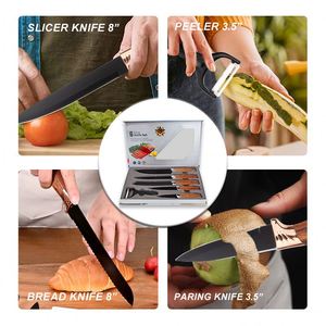 Nouvel ensemble de 6 couteaux de cuisine professionnels en acier inoxydable Swiss Line avec manche en bois et coffret cadeau - Product Image 5