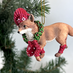 Su misura in resina volpe scoiattolo procione statuetta di scultura albero di natale funghi animali selvatici appesi ornamento - Product Image 2