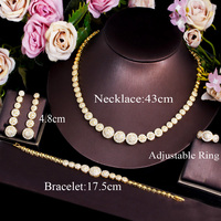 Ensembles de Bijoux Luxe en Or Plaqué de Dubaï avec Zircone Cubique Forme Ronde pour Mariées Africaines et Indiennes, Romantiques pour Femmes, Mariage et Cérémonies Nuptiales