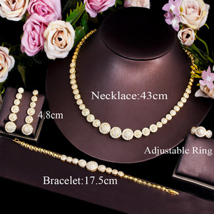 두바이 골드 도금 큐빅 지르코니아 스톤 럭셔리 라운드 모양 아프리카 인도 신부 보석 세트 숙녀 웨딩 신부 로맨틱 - Product Image 6