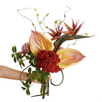 Bouquet de fleurs artificielles en plastique fait main, arrangement floral tropical pour centre de table de mariage, décoration de la maison