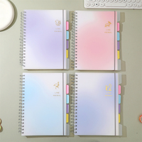 Carnet spirale B5, 124 feuilles, 80 g/m², couverture PP, sangle, intercalaires, lignes, dégradé animalier, 4 motifs, papeterie étudiante, vente en gros