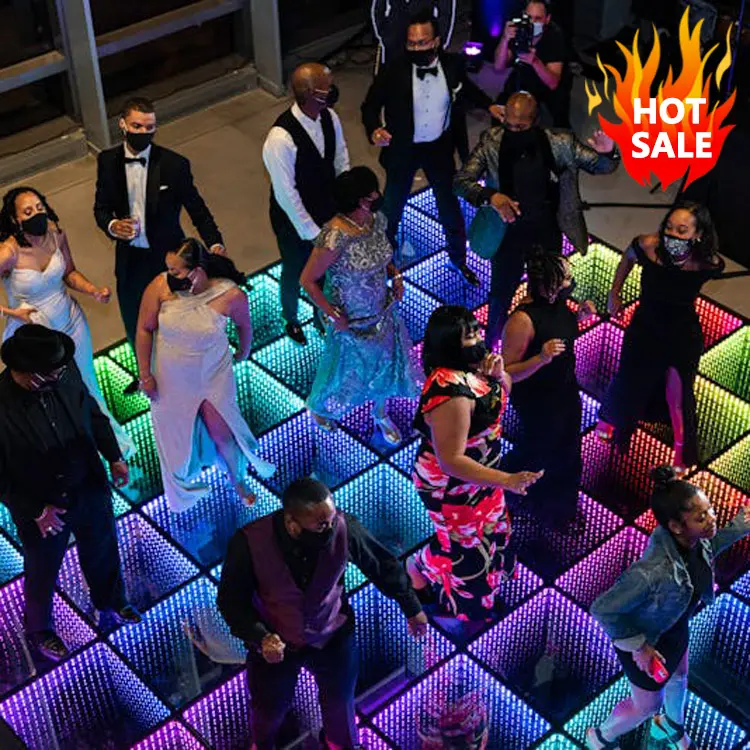 Wired 3D Mirror LED Dance Floor Top Removable Stage Lights for Wedding Parties