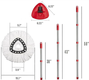 Ensemble <span class=keywords><strong>de</strong></span> manche et <span class=keywords><strong>de</strong></span> tête <span class=keywords><strong>de</strong></span> serpillière en acier inoxydable <span class=keywords><strong>à</strong></span> 4 sections avec tissu en microfibre et essoreur automatique - Product Image 2