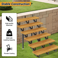 JH-Mech Lot de 3 rehausseurs d'escalier à 6 marches avec pieds de support réglables, rehausseurs d'escalier en métal pour terrasses hautes et escaliers extérieurs