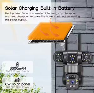 كاميرا أمان شبكة صوت V380 مزودة بـ WIFI شمسية ثلاثية العدسات للكشف عن الحركة تتبع تلقائي PTZ بألوان كاملة للرؤية الليلية اتجاهين - Product Image 3