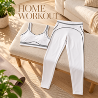 Ensemble de yoga pour femmes, soutien-gorge de sport, leggings taille haute, bordure contrastée, tenue de fitness deux pièces pour Pilates