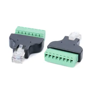 Adaptador de conector de Terminal tipo tornillo para CCTV AV UTP DVR, RJ45 Ethernet macho a 8P 8C 8pin hembra