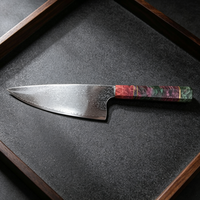 AMSZL Couteau Santoku ultra tranchant de 7 pouces Lame japonaise en acier au carbone avec manche octogonal en bois stabilisé