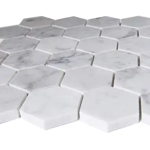 Mattonelle esagonali di mosaico di marmo per la decorazione della parete bagno cucina mosaico di marmo aspetto mosaico
