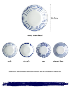 Assiette en céramique de 8 pouces de la série <span class=keywords><strong>Henry</strong></span> de style japonais, couleur sous-glaçure peinte à la main, assiette à dîner et à fruits - Product Image 6