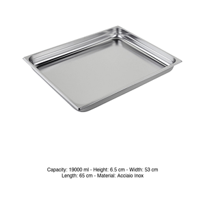 Recipiente para Alimentos GN 2/1 de Acero Inoxidable 18/10, 65 × 53 × 6.5 h cm, 2980 g, Inox, Macel - Product Image 3