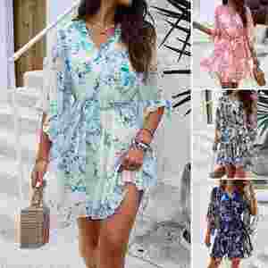 Robe en mousseline de soie à imprimé décontracté pour femmes, printemps-été - Product Image 3