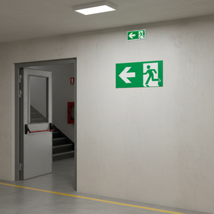 Uscita di emergenza freccia sinistra in alluminio 400x400mm - Product Image 3