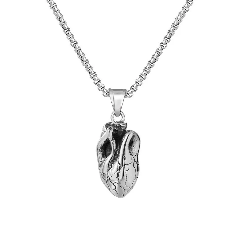 YMJ Hip-hop retro personality fashion street trend heart titanium steel necklace pendant for men and women