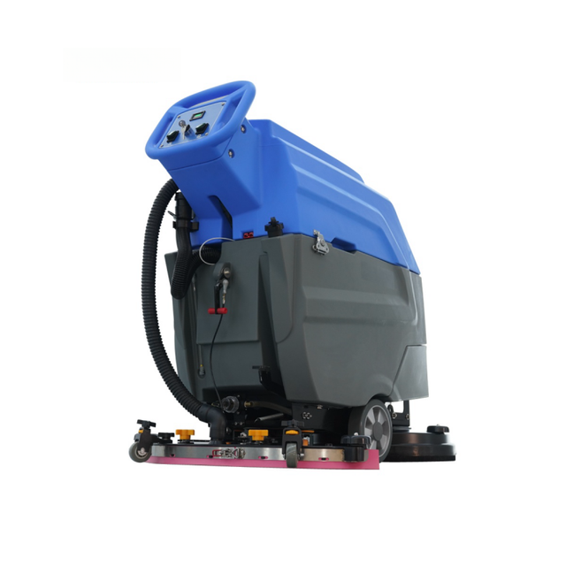 Manual Hand Push Floor Washer | Non-Marking Tires | 1100W Suction + Brush Motor | One-Key Operation | 24V | Street Use