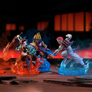 Nuova Statuetta <span class=keywords><strong>Anime</strong></span> Ufficiale in PVC di Giyu <span class=keywords><strong>Tanjiro</strong></span> Akaza, Scena di Battaglia del Castello di Mugen, Modello da Collezione - Product Image 1