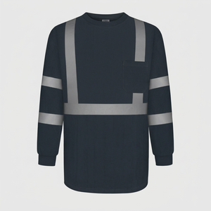 T-shirt de sécurité à manches longues personnalisé haute visibilité pour la construction et l'utilisation industrielle Chemise de sécurité réfléchissante à manches longues respirante - Product Image 1