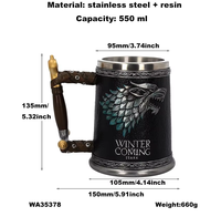 Chope à bière Game of Thrones en gros - Gobelet à boisson glacée, verrerie de fête à thème de luxe, personnalisation en gros disponible, cadeau de la Saint-Valentin