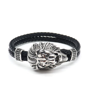 <span class=keywords><strong>VIYA</strong></span> Bracelet à la mode en forme d'animal punk pour homme, cadeau noir pour papa, fils, maris, petits amis, fête des pères, remise des diplômes, saint valentin - Product Image 1