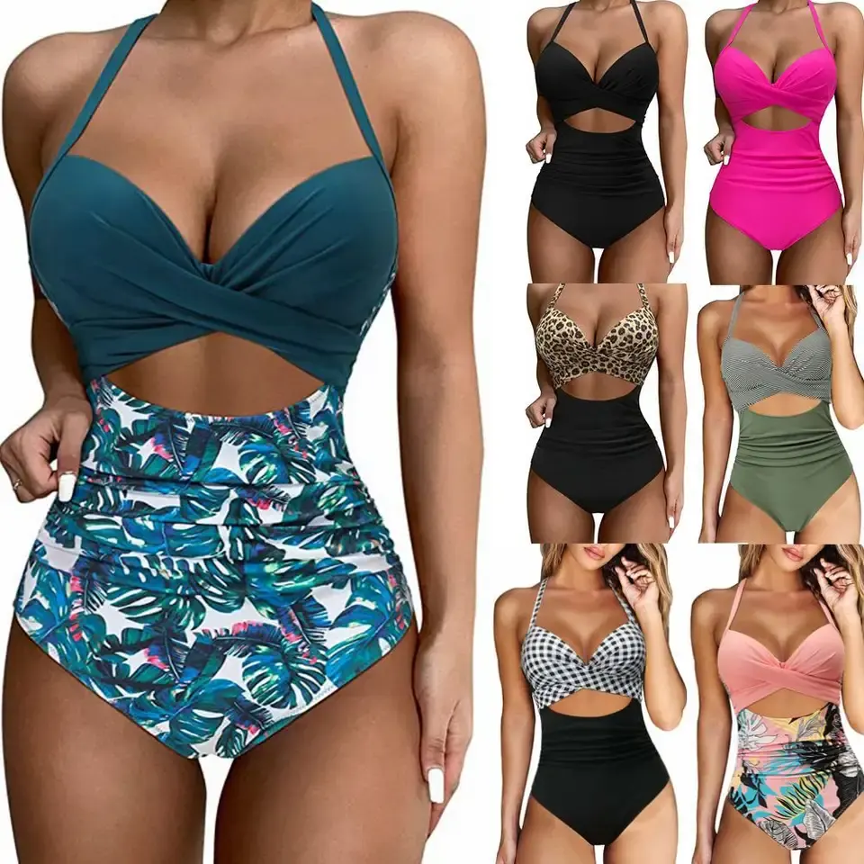 Plus Size Swimwear Women Swimsuit 2022 Retro Large One Piece Fat Bathing Suit Swimming Suit for Ladies Black Green Bikini Adults
