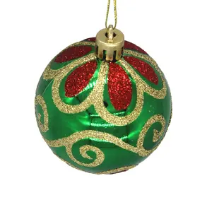 Diskon besar hadiah dekorasi pohon bola Natal liontin dicat plastik semua ukuran hijau merah dengan kualitas grosir