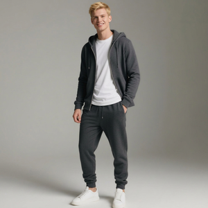 Athletic Fit 380GSM Cotton Poly Tracksuit <b>Men</b> Zip <b>Jacket</b> Joggers Sublimation Printed Gradient Blue <b>White</b> Modern Design - Product Image 1