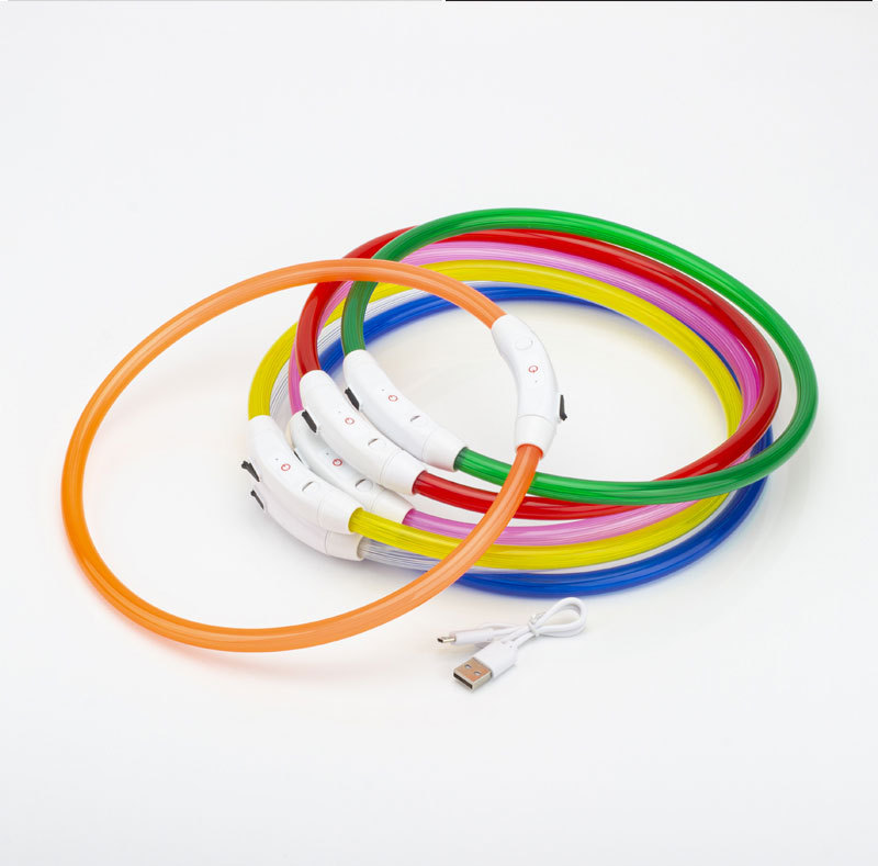 Ошейник для собак из ПВХ, перезаряжаемый светоизлучающий ошейник с USB для безопасной прогулки и защиты от потери домашних животных