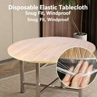 Housse de table jetable en PE élastique, imperméable et antidérapante pour tables rondes et rectangulaires