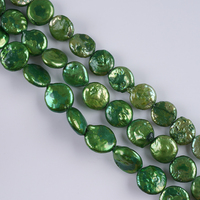 Chaîne de perles d'eau douce vert pistache or de 11 à 13 mm en gros pour la fabrication de bijoux