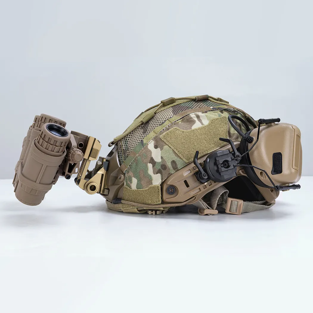 IDOGEAR Tactical Camouflage Rear Battery Pouch Tactical L/XL Helmet Cover with Weight Balanced Pouch