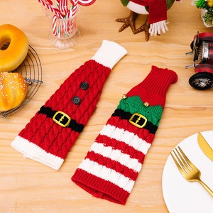 Pull tricoté de couverture de bouteille de vin de Noël Père Noël Elf Design Décorations de vin de vacances pour le <span class=keywords><strong>restaurant</strong></span> de fête de Noël - Product Image 2