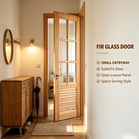 Natural Rustic Solid Fir Louvered Timber Door Untreated Wood Door for Vacation Lodge Decoration