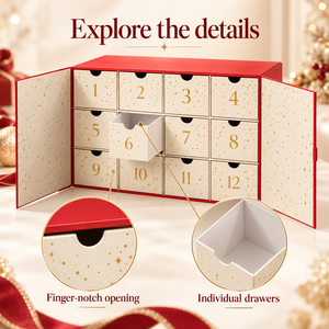 Calendrier de l'Avent Cosmétique Personnalisé ODM, 12-30 Compartiments, Boîte Rigide en Papier Couché avec Fermeture Magnétique pour Noël - Product Image 3
