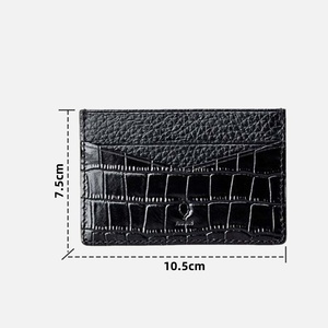 Kişiselleştirilmiş lüks hakiki kabartmalı timsah desen deri kadın erkek özel logo ince Minimalist kredi kartlıklı cüzdan - Product Image 2