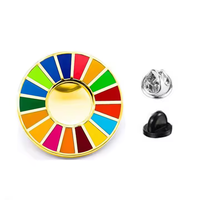 Objetivos de Desarrollo Sostenible United Pin de solapa de metal chapado en oro Regalos promocionales conmemorativos personalizados Pin de rueda SDG