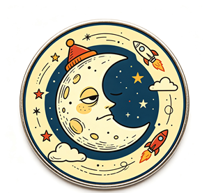 Custom 3D Soft PVC Patch Round Rubber <b>Badge</b> Moon Star Rocket Logo Applique for Branding Gift Cloak Bag Hat - Product Image 1