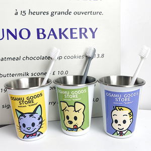 Osamu Goods Store - Vaso para enjuague bucal de acero inoxidable, 350 ml, diseño de dibujos animados, soporte para cepillos de dientes para uso doméstico - Product Image 2