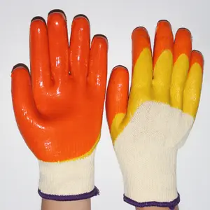 Suncend custom bags latex 3/4 double coated safety gloves with cotton lining