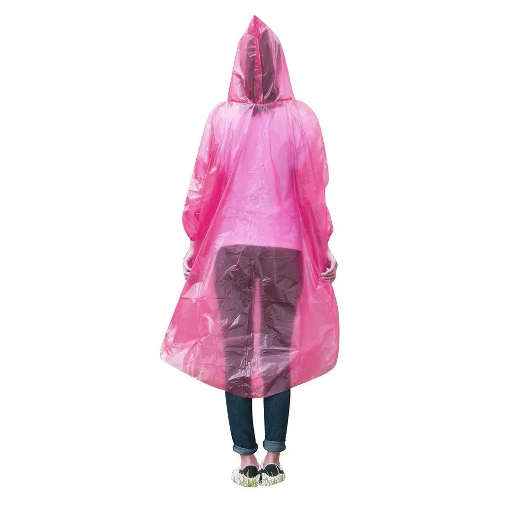 Benutzer definierte Logo Notfall tasche PE Einweg Regenschutz Regen Regenmantel für Erwachsene mit Kunststoff Wasserdichte transparente Regen bekleidung