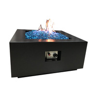 Table de foyer d'extérieur avec gaz propane, table de feu carrée moderne pour jardin en plein air