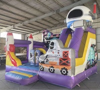 Château gonflable combiné sur le thème de l'espace, fusée, PVC personnalisé, pour enfants, avec aire de saut et de marche sur la lune