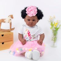 Poupée Reborn réaliste populaire de 24 pouces, peau noire, en vinyle, avec tenue complète, jouet de jeu de rôle pour enfants, cadeau
