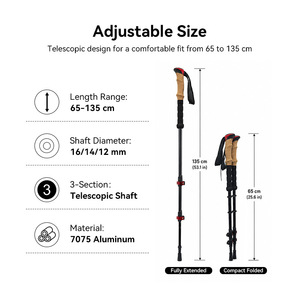 Nuevas Bastones de Senderismo de Aluminio 7075 con Mango de Corcho EVA para Montañismo, Trekking y Caminatas Nórdicas - Product Image 2
