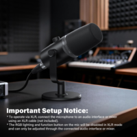 Microphone de podcast USB et Type C 2-en-1 avec lumière RGB, microphone de jeu dynamique XLR/USB, micro filaire pour diffusion en direct avec support